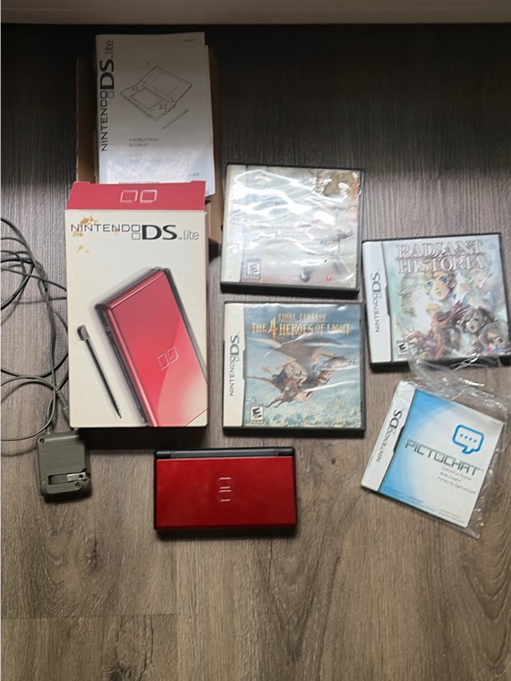 Nintendo DS Lite Red Handheld Console with Games and Box